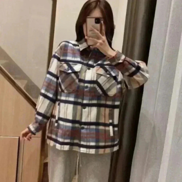 Zara Plaid Wool Shacket NEW - Picture 3 of 5